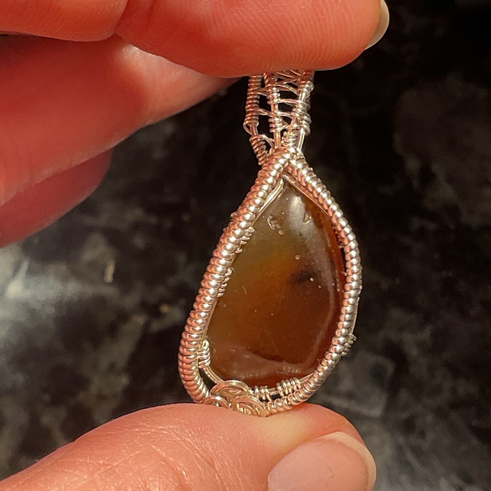 Amber .925 Silver Wire Wrap pendant - Picture 2 of 5